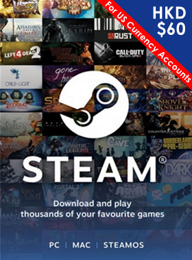 Steam Gift Card $60 - For USD Currency Accounts